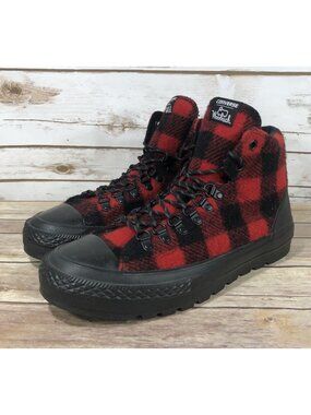 NEW Converse Woolrich Buffalo Plaid High Top Shoes Mens Size 9 Plaid Wool